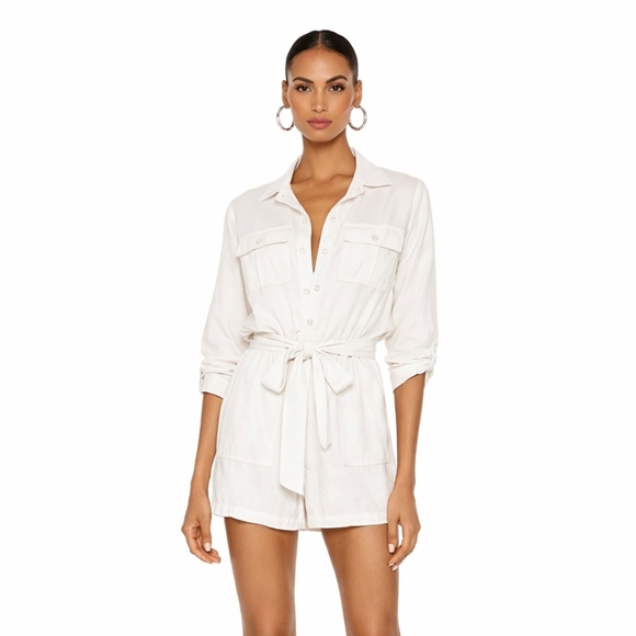Pam & Gela Pants - Pam & Gela White Cargo Romper Size M